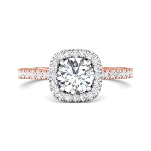 FlyerFit® 18K Pink Gold Shank And White Gold Top Vintage Engagement Ring