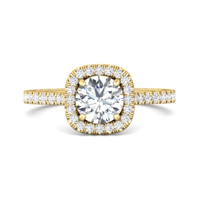 flyerfit® 18k pink gold shank and white gold top vintage engagement ring