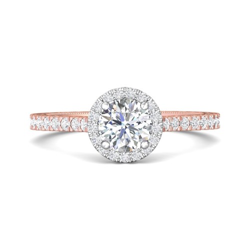 FlyerFit&reg; 14K Pink Gold Shank And White Gold Top Vintage Engagement Ring