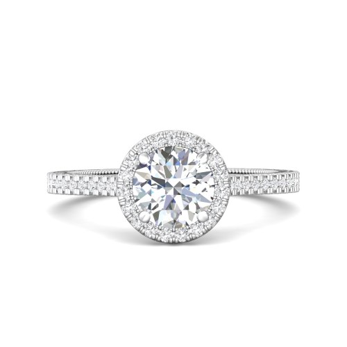 FlyerFit® 14K White Gold Vintage Engagement Ring
