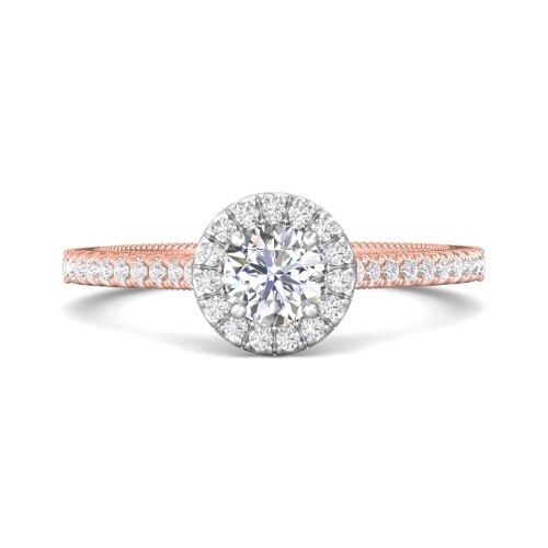 FlyerFit&reg; 18K Pink Gold Shank And White Gold Top Vintage Engagement Ring