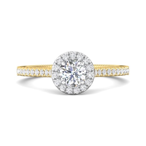 FlyerFit&reg; 18K Yellow Gold Shank And White Gold Top Vintage Engagement Ring