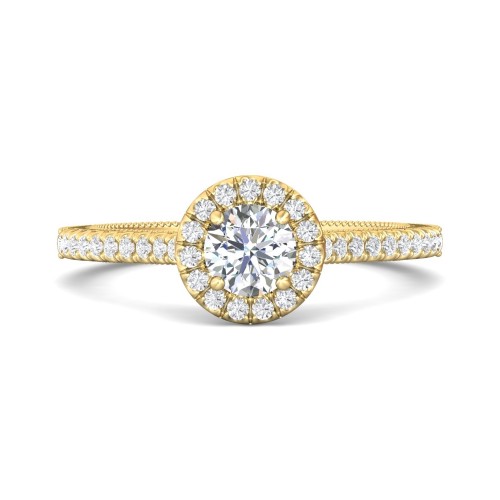 FlyerFit® 18K Yellow Gold Vintage Engagement Ring