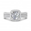 FlyerFit® Platinum Micropave Halo Engagement Ring