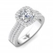 FlyerFit® Platinum Micropave Halo Engagement Ring
