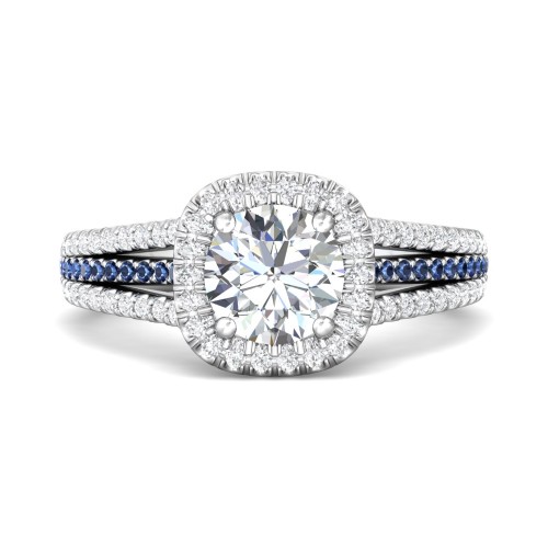FlyerFit&reg; 14K White Gold Micropave Halo Engagement Ring