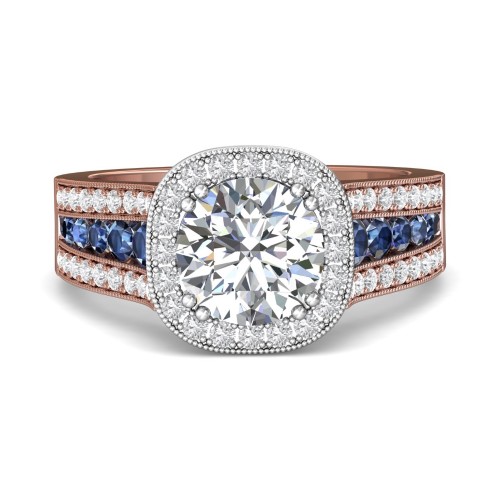 FlyerFit&reg; 18K Pink Gold Shank And White Gold Top Encore Engagement Ring