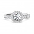 FlyerFit® 18K White Gold Micropave Halo Engagement Ring