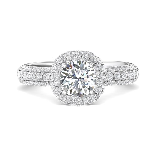 FlyerFit&reg; Platinum Micropave Halo Engagement Ring