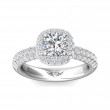 FlyerFit® 18K White Gold Micropave Halo Engagement Ring