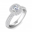 FlyerFit® 18K White Gold Micropave Halo Engagement Ring