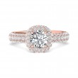 FlyerFit® 18K Pink Gold Micropave Halo Engagement Ring