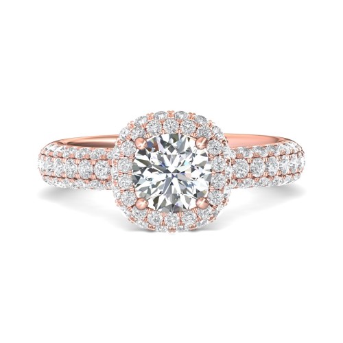FlyerFit&reg; 14K Pink Gold Micropave Halo Engagement Ring