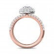 FlyerFit® 18K Pink Gold Shank And White Gold Top Micropave Halo Engagement Ring