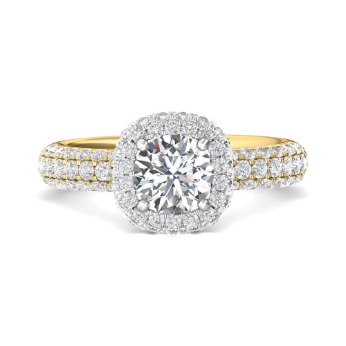 FlyerFit&reg; 14K Yellow and 14K White Gold Micropave Halo Engagement Ring