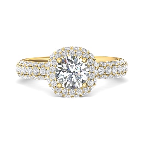 FlyerFit&reg; 14K Yellow Gold Micropave Halo Engagement Ring