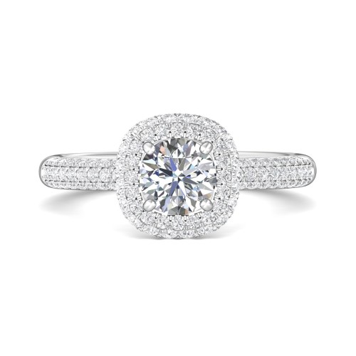 FlyerFit&reg; Platinum Micropave Halo Engagement Ring