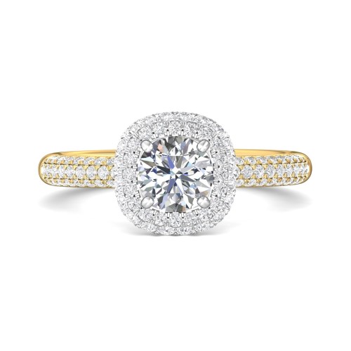 FlyerFit&reg; 14K Yellow and 14K White Gold Micropave Halo Engagement Ring