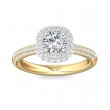 FlyerFit® 14K Yellow and 14K White Gold Micropave Halo Engagement Ring