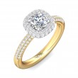FlyerFit® 14K Yellow and 14K White Gold Micropave Halo Engagement Ring