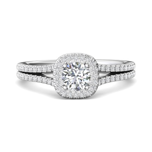 FlyerFit® Platinum Split Shank Engagement Ring
