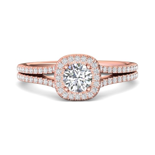 FlyerFit® 14K Pink Gold Split Shank Engagement Ring