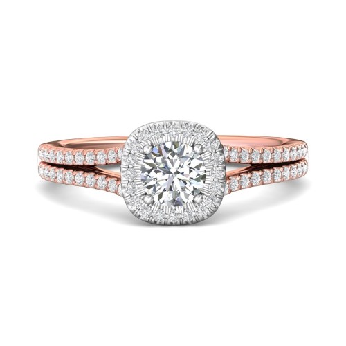 FlyerFit® 14K Pink Gold Shank And White Gold Top Split Shank Engagement Ring