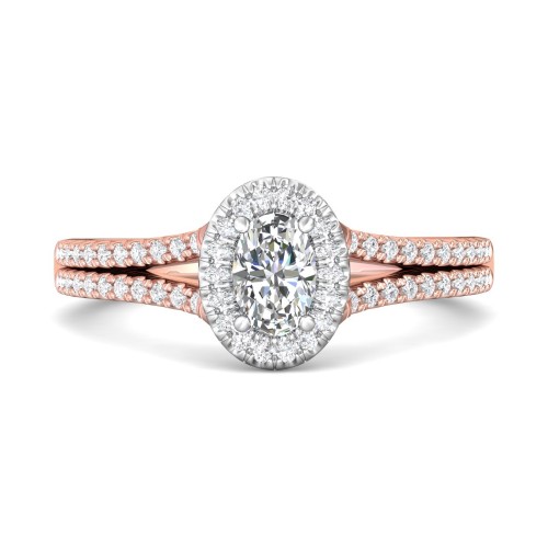 FlyerFit&reg; 18K Pink Gold Shank And White Gold Top Split Shank Engagement Ring