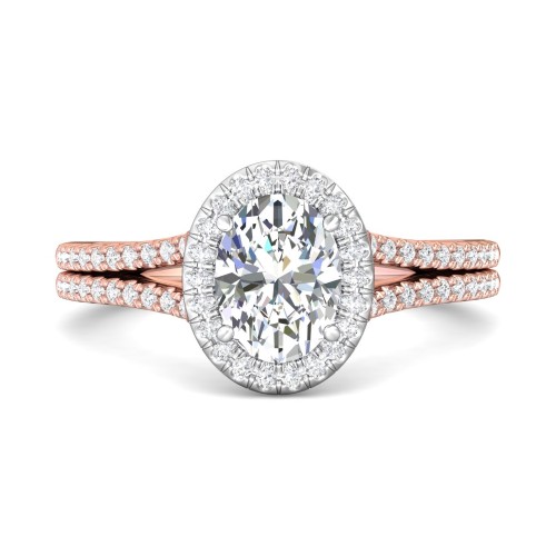 FlyerFit&reg; 14K Pink Gold Shank And White Gold Top Split Shank Engagement Ring