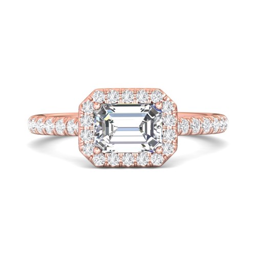 FlyerFit&reg; 14K Pink Gold Micropave Halo Engagement Ring
