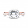 FlyerFit® 18K Pink Gold Shank And White Gold Top Micropave Halo Engagement Ring