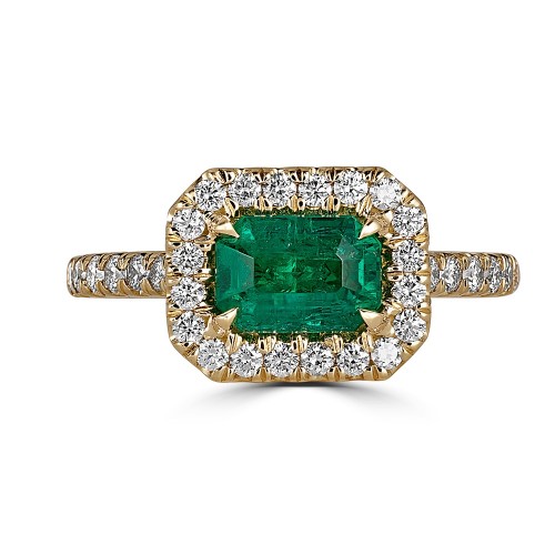 FlyerFit&reg; 18K Yellow Gold Micropave Halo Engagement Ring