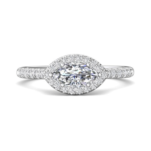 FlyerFit&reg; 18K White Gold Micropave Halo Engagement Ring