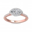 FlyerFit® 18K Pink Gold Shank And White Gold Top Micropave Halo Engagement Ring