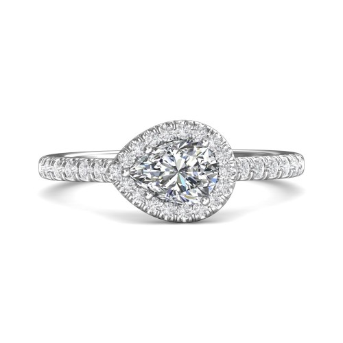 FlyerFit&reg; Platinum Micropave Halo Engagement Ring