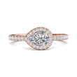 FlyerFit® 14K Pink Gold Micropave Halo Engagement Ring
