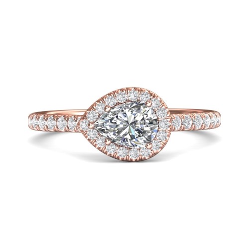 FlyerFit&reg; 14K Pink Gold Micropave Halo Engagement Ring