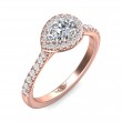 FlyerFit® 14K Pink Gold Micropave Halo Engagement Ring