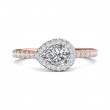 FlyerFit® 14K Pink Gold Shank And White Gold Top Micropave Halo Engagement Ring