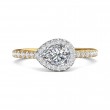 FlyerFit® 18K Yellow Gold Shank And White Gold Top Micropave Halo Engagement Ring