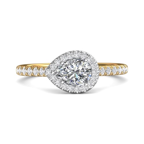 FlyerFit&reg; 14K Yellow and 14K White Gold Micropave Halo Engagement Ring