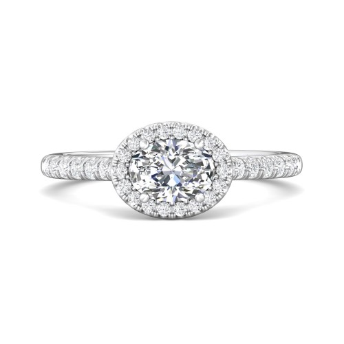 FlyerFit&reg; Platinum Micropave Halo Engagement Ring