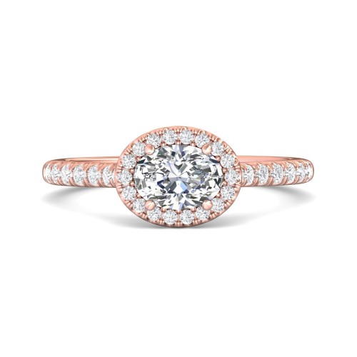 FlyerFit&reg; 14K Pink Gold Micropave Halo Engagement Ring