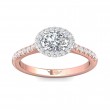 FlyerFit® 14K Pink Gold Shank And White Gold Top Micropave Halo Engagement Ring