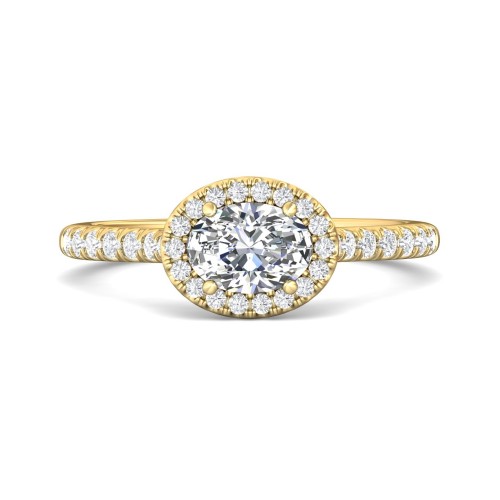 FlyerFit&reg; 18K Yellow Gold Micropave Halo Engagement Ring