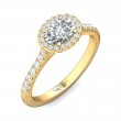 FlyerFit® 14K Yellow Gold Micropave Halo Engagement Ring