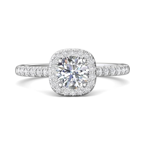 FlyerFit&reg; 14K White Gold Micropave Halo Engagement Ring