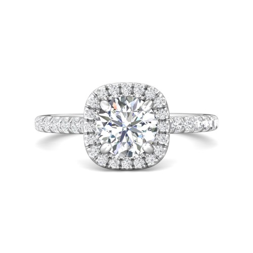 FlyerFit&reg; 14K White Gold Micropave Halo Engagement Ring