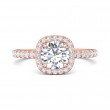 FlyerFit® 18K Pink Gold Micropave Halo Engagement Ring
