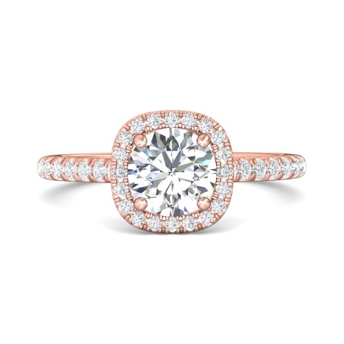FlyerFit&reg; 14K Pink Gold Micropave Halo Engagement Ring